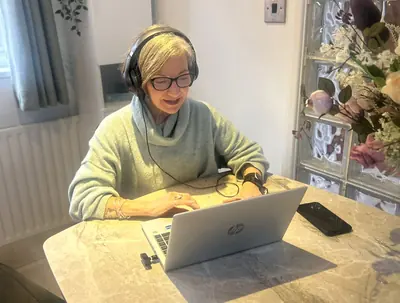 Liz during free discovery call with a client.