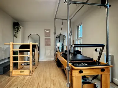 The Willow Studio Ealing showing Reformer and Ladder Barrel Pilates apparatus